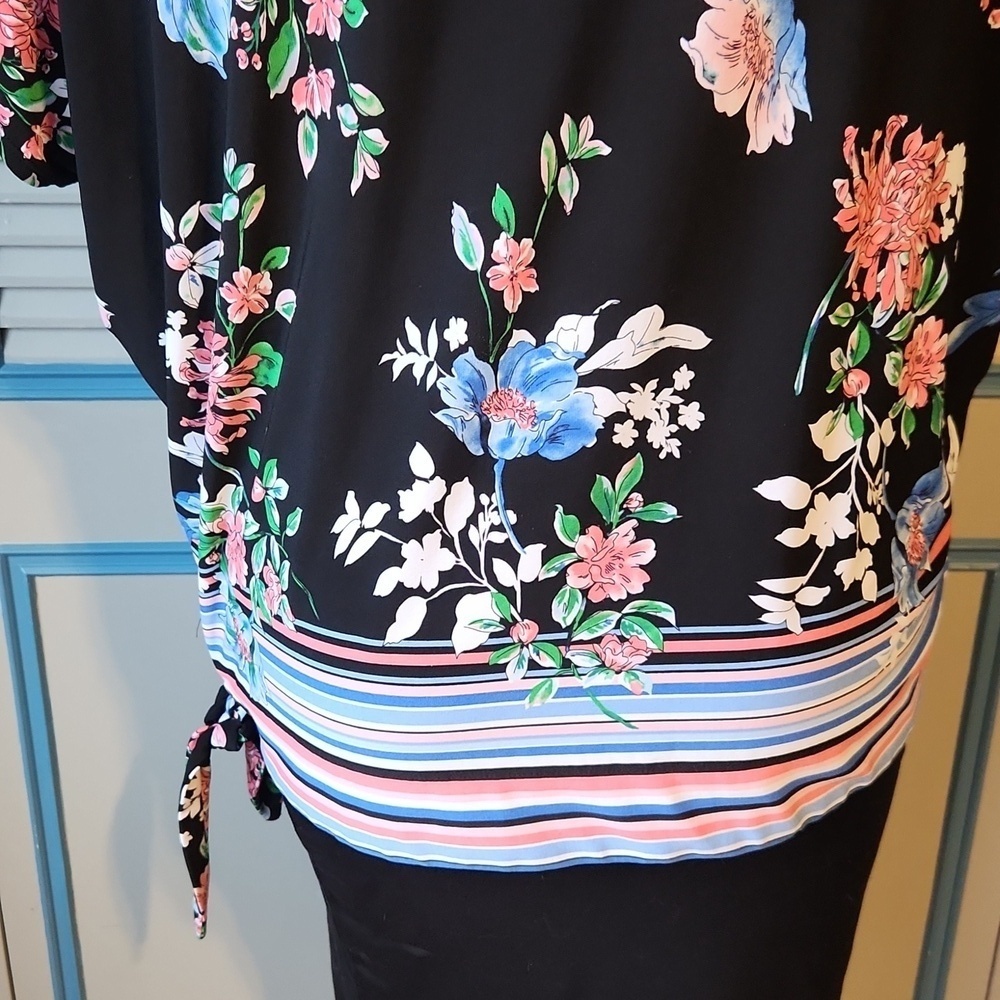 Rafaella Floral Print Top with Side Tie - Picture 9 of 11
